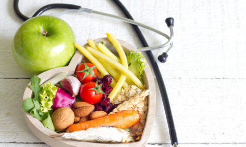 Healthy food in heart diet abstract concept